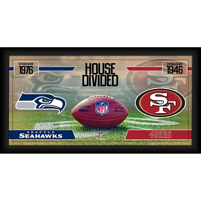 Seattle Seahawks vs. San Francisco 49ers Framed 10" x 20" House Divided Football Collage