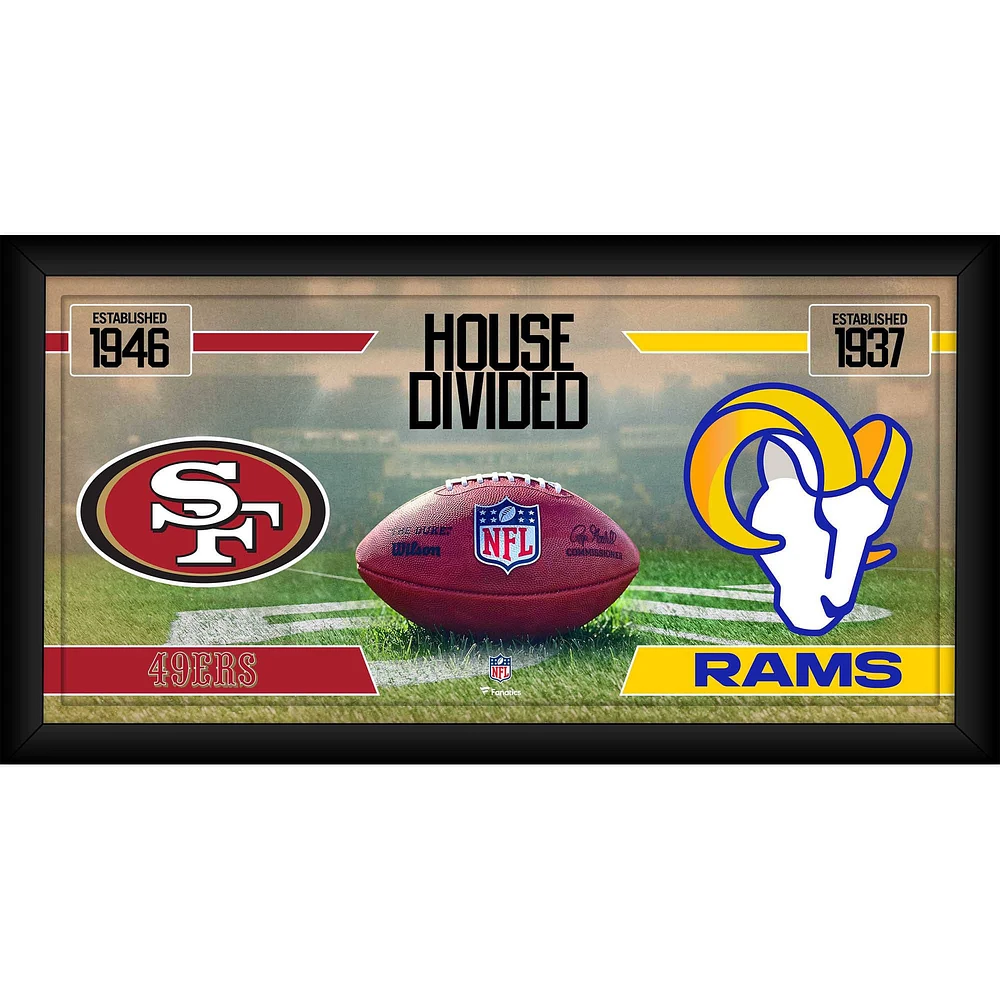 San Francisco 49ers vs. Los Angeles Rams Framed 10" x 20" House Divided Football Collage