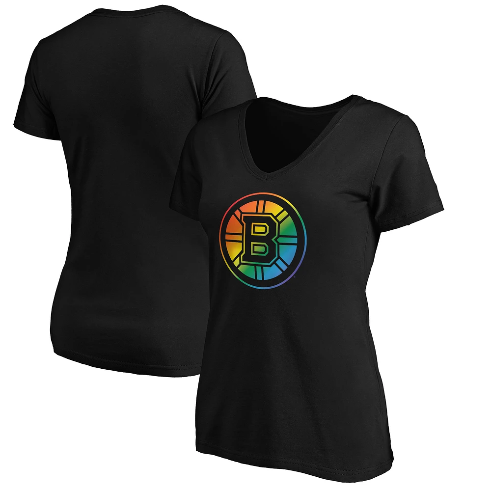 Women's Black Boston Bruins Team Pride Logo V-Neck T-Shirt