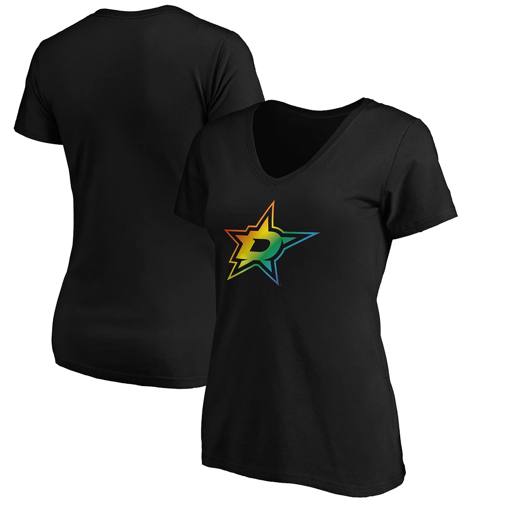 Women's Black Dallas Stars Team Pride Logo V-Neck T-Shirt