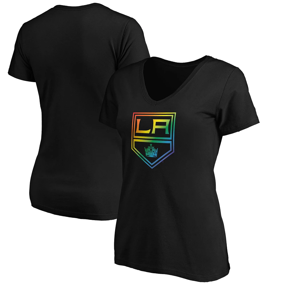 Women's Black Los Angeles Kings Team Pride Logo V-Neck T-Shirt