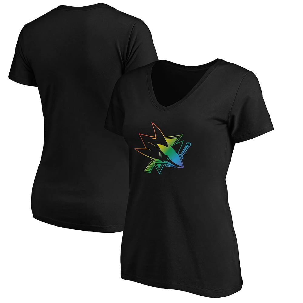 Women's Black San Jose Sharks Team Pride Logo V-Neck T-Shirt
