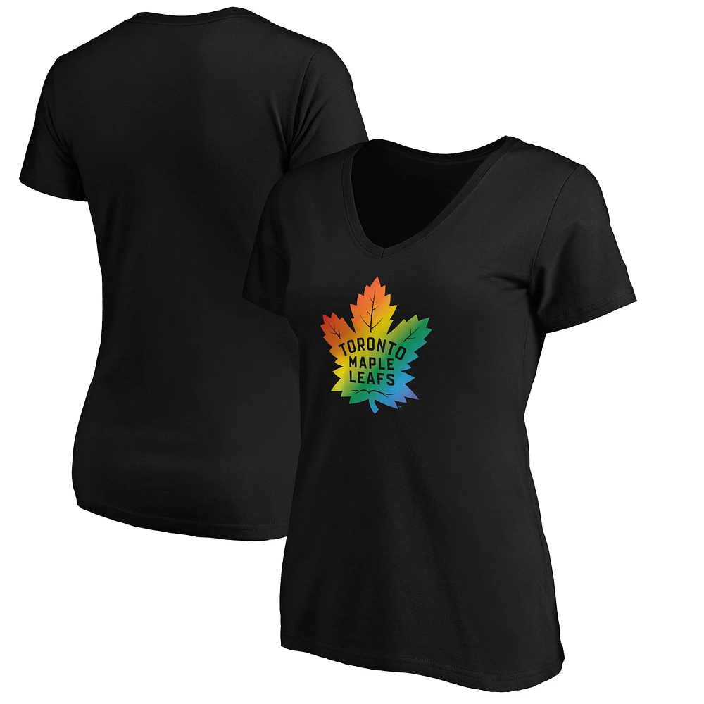 Women's Black Toronto Maple Leafs Team Pride Logo V-Neck T-Shirt