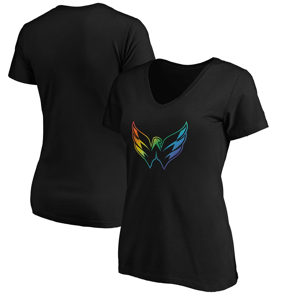 Women's Black Washington Capitals Team Pride Logo V-Neck T-Shirt