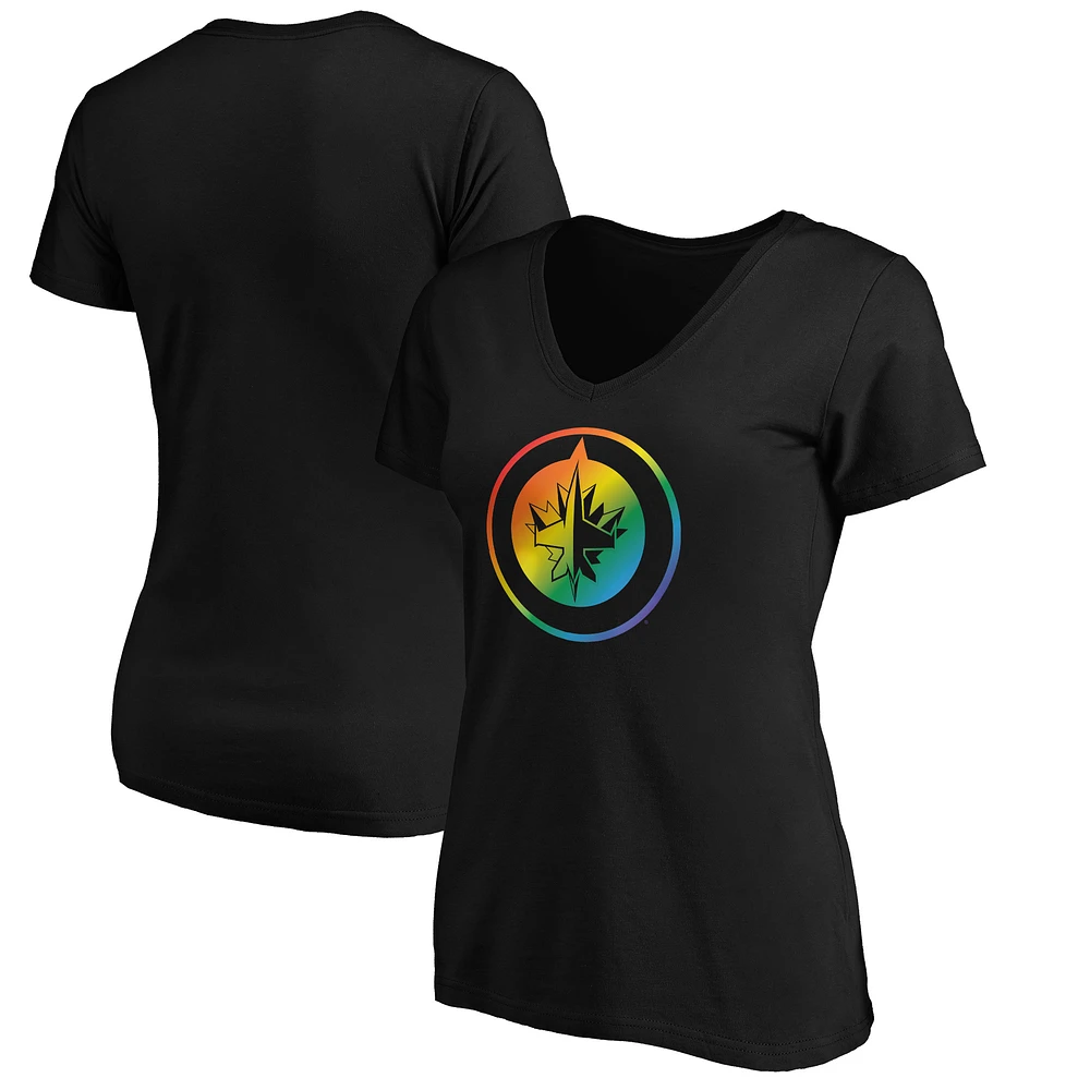 Women's Black Winnipeg Jets Team Pride Logo V-Neck T-Shirt