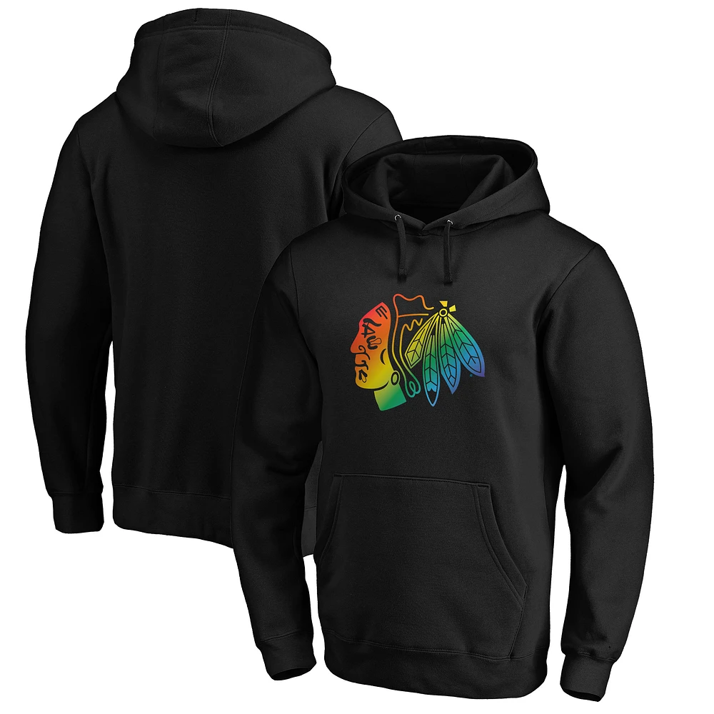 Men's Black Chicago Blackhawks Team Pride Logo Pullover Hoodie