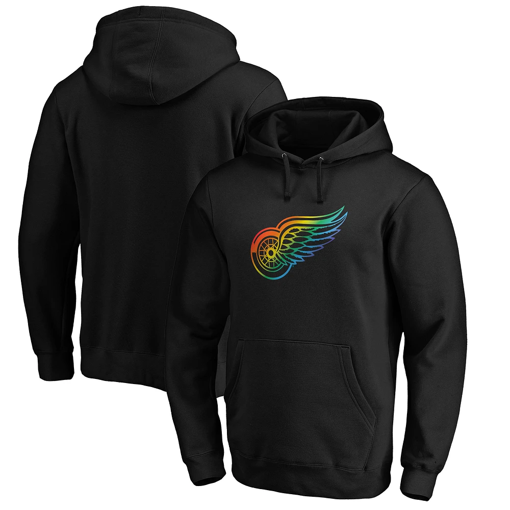 Men's Black Detroit Red Wings Team Pride Logo Pullover Hoodie