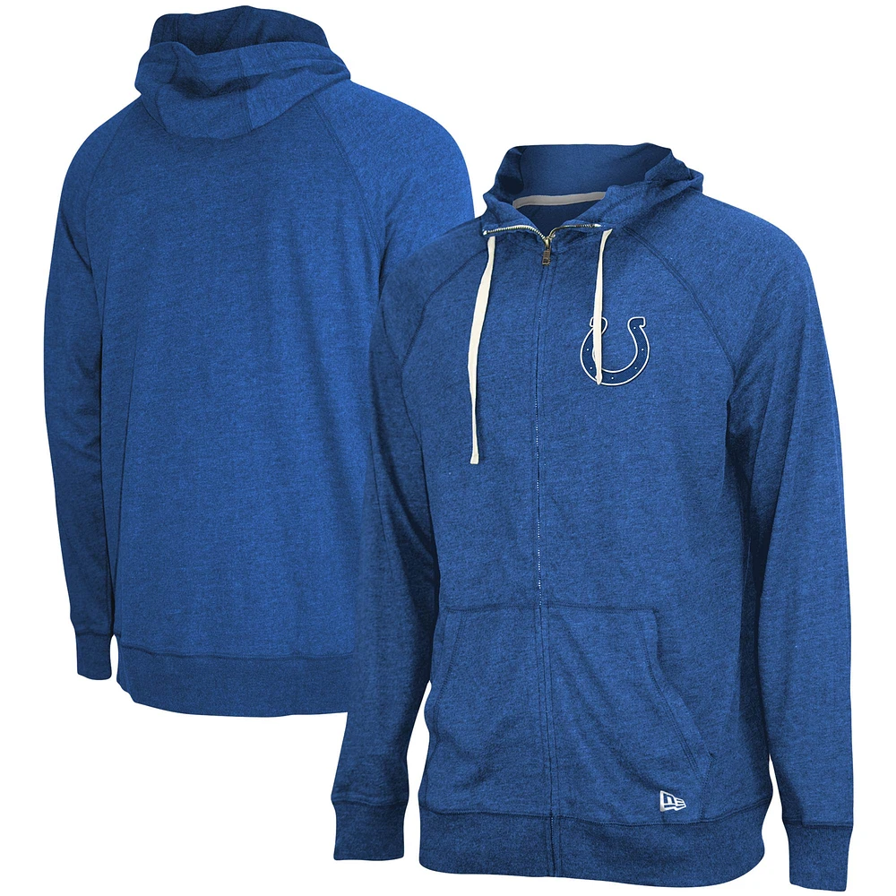Men's New Era Heathered Royal Indianapolis Colts In Season Hoodie Full-Zip Jacket