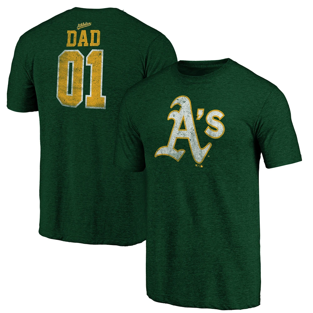 Men's Green Athletics Father's Day Greatest Dad Tri-Blend T-Shirt