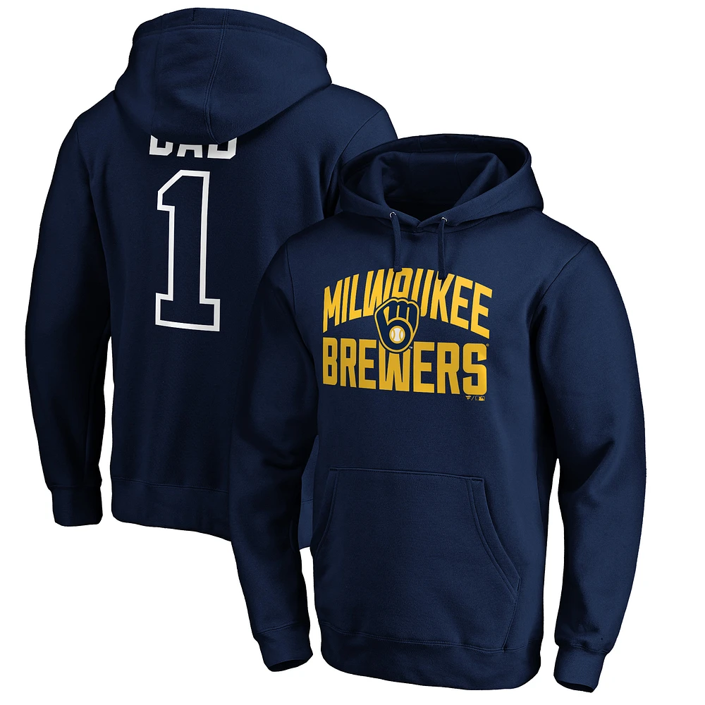 Men's Navy Milwaukee Brewers Father's Day #1 Dad Pullover Hoodie