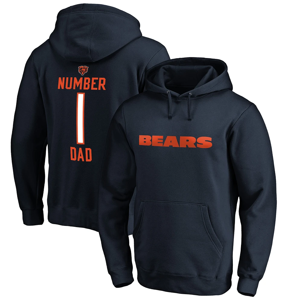 Men's Navy Chicago Bears #1 Dad Pullover Hoodie