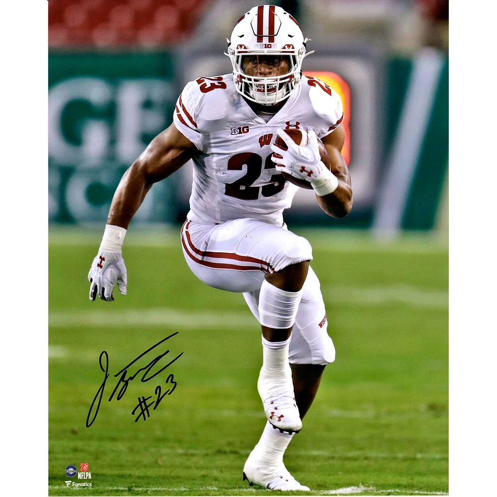 Jonathan Taylor Wisconsin Badgers Autographed 16" x 20" High Knee Run Photograph