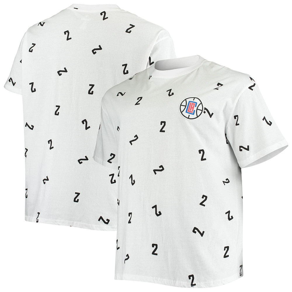 Men's Fanatics Kawhi Leonard White LA Clippers Big & Tall Allover Number T-Shirt