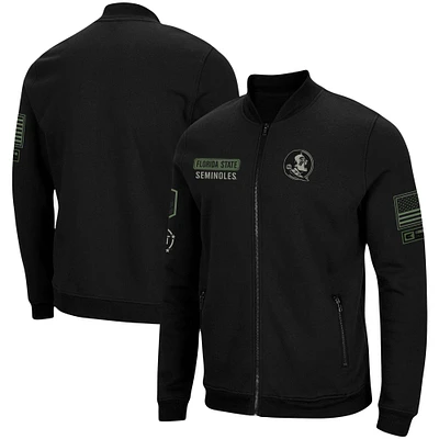 Men's Colosseum Black Florida State Seminoles OHT Military Appreciation High-Speed Bomber Full-Zip Jacket