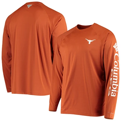Men's Columbia Texas Orange Longhorns Terminal Tackle Omni-Shade Raglan Long Sleeve T-Shirt