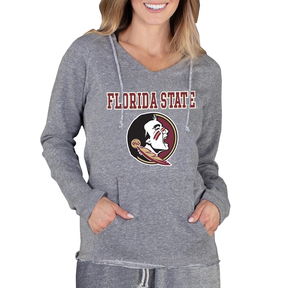 Women's Concepts Sport Gray Florida State Seminoles Mainstream Lightweight Terry Pullover Hoodie