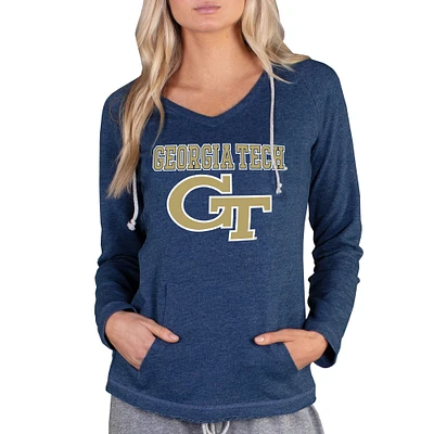 Women's Concepts Sport Navy Georgia Tech Yellow Jackets Mainstream Lightweight Terry Pullover Hoodie