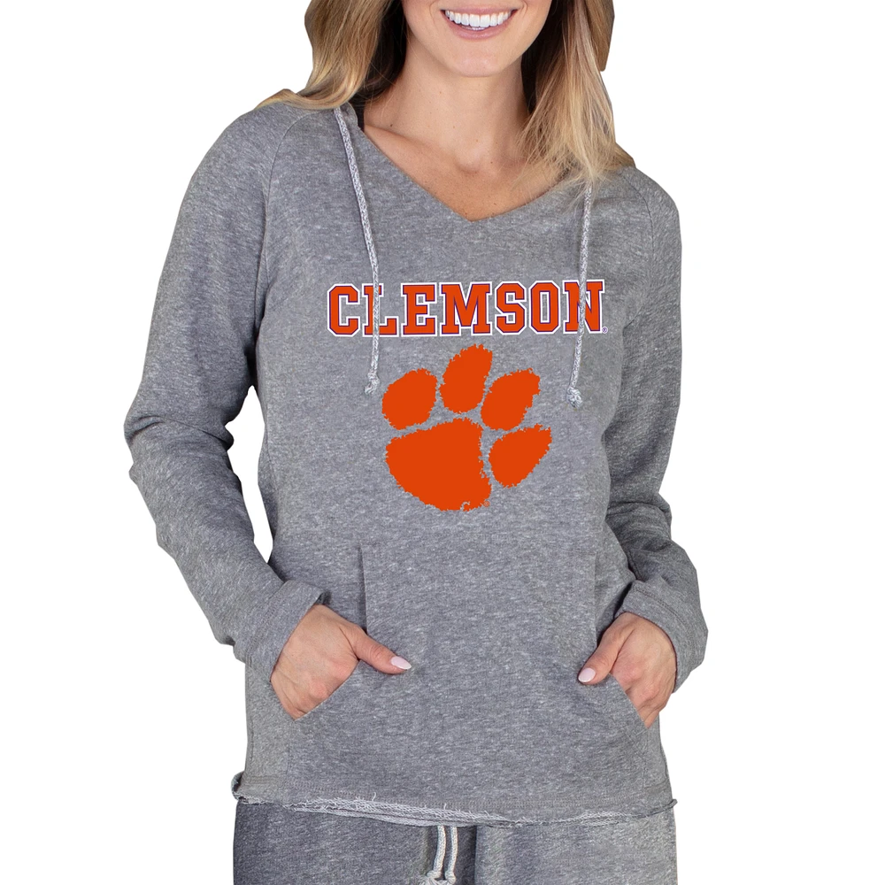 Women's Concepts Sport Gray Clemson Tigers Mainstream Lightweight Terry Pullover Hoodie