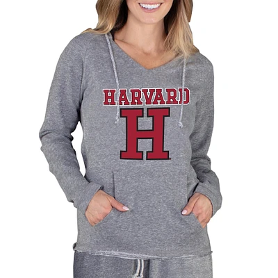 Women's Concepts Sport Gray Harvard Crimson Mainstream Lightweight Terry Pullover Hoodie
