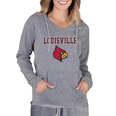 Women's Concepts Sport Gray Louisville Cardinals Mainstream Lightweight Terry Pullover Hoodie
