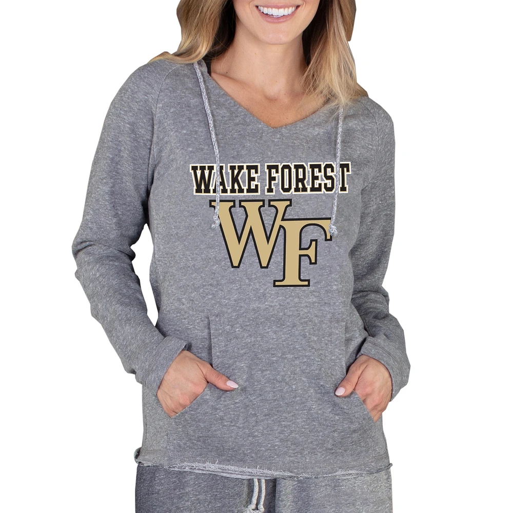 Women's Concepts Sport Gray Wake Forest Demon Deacons Mainstream Lightweight Terry Pullover Hoodie