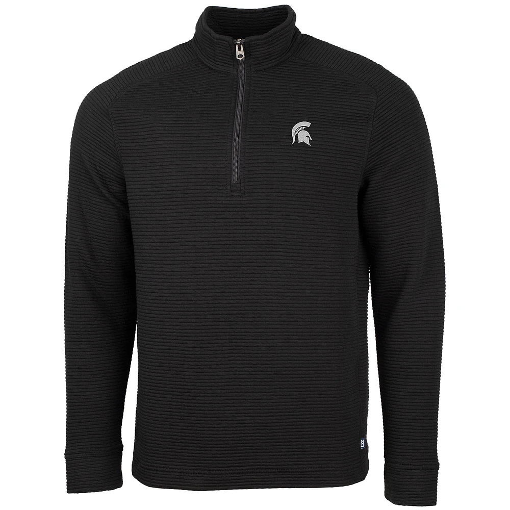 Men's Cutter & Buck Black Michigan State Spartans Coastal Half-Zip Pullover Jacket