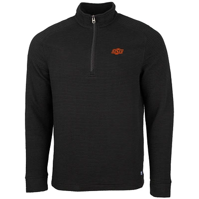 Men's Cutter & Buck Black Oklahoma State Cowboys Coastal Half-Zip Pullover Jacket