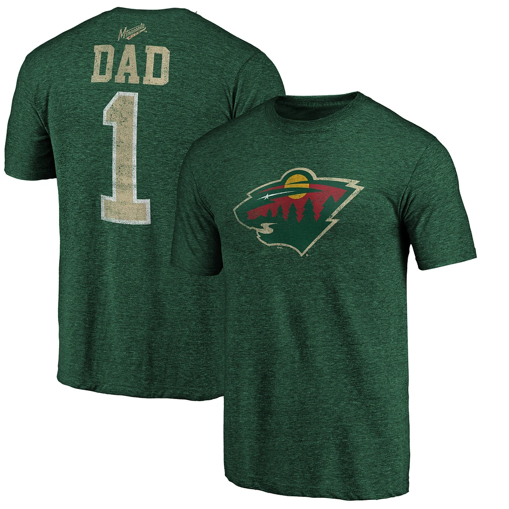 Men's Green Minnesota Wild Greatest Dad Tri-Blend T-Shirt