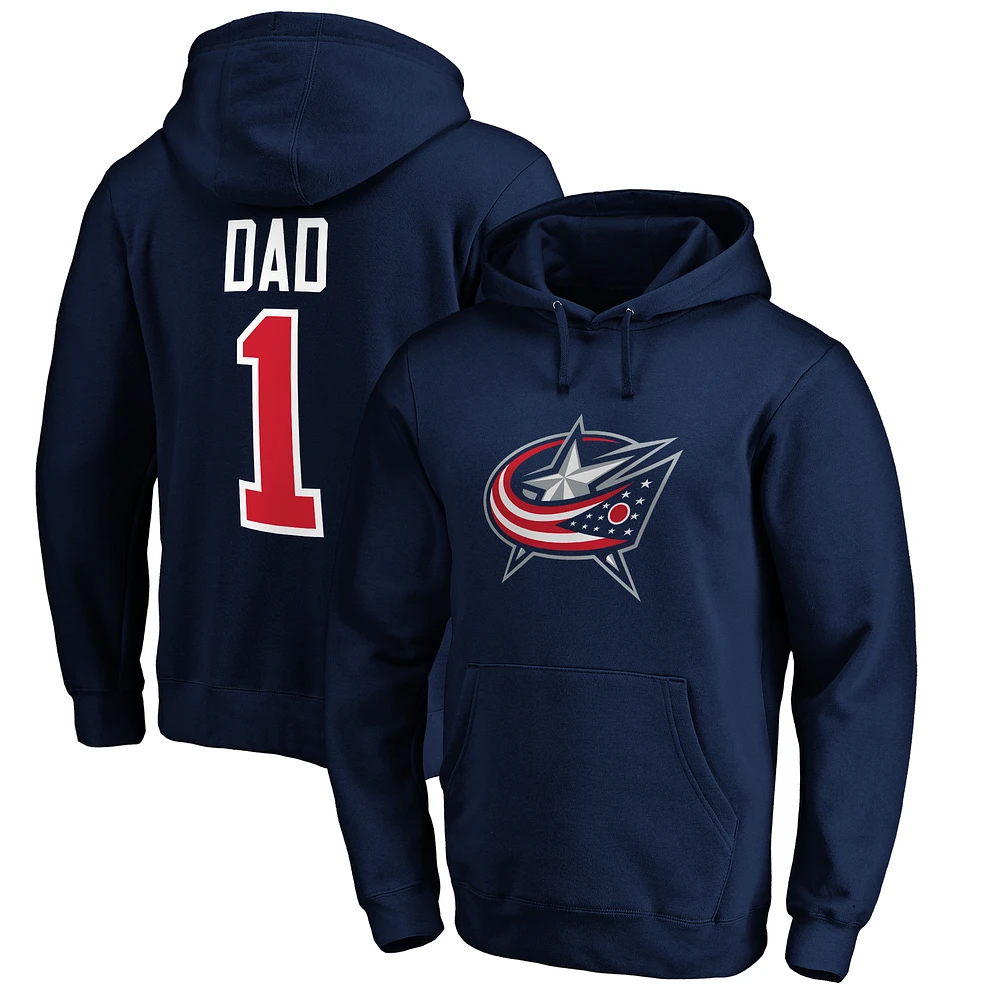 Men's Navy Columbus Blue Jackets #1 Dad Pullover Hoodie