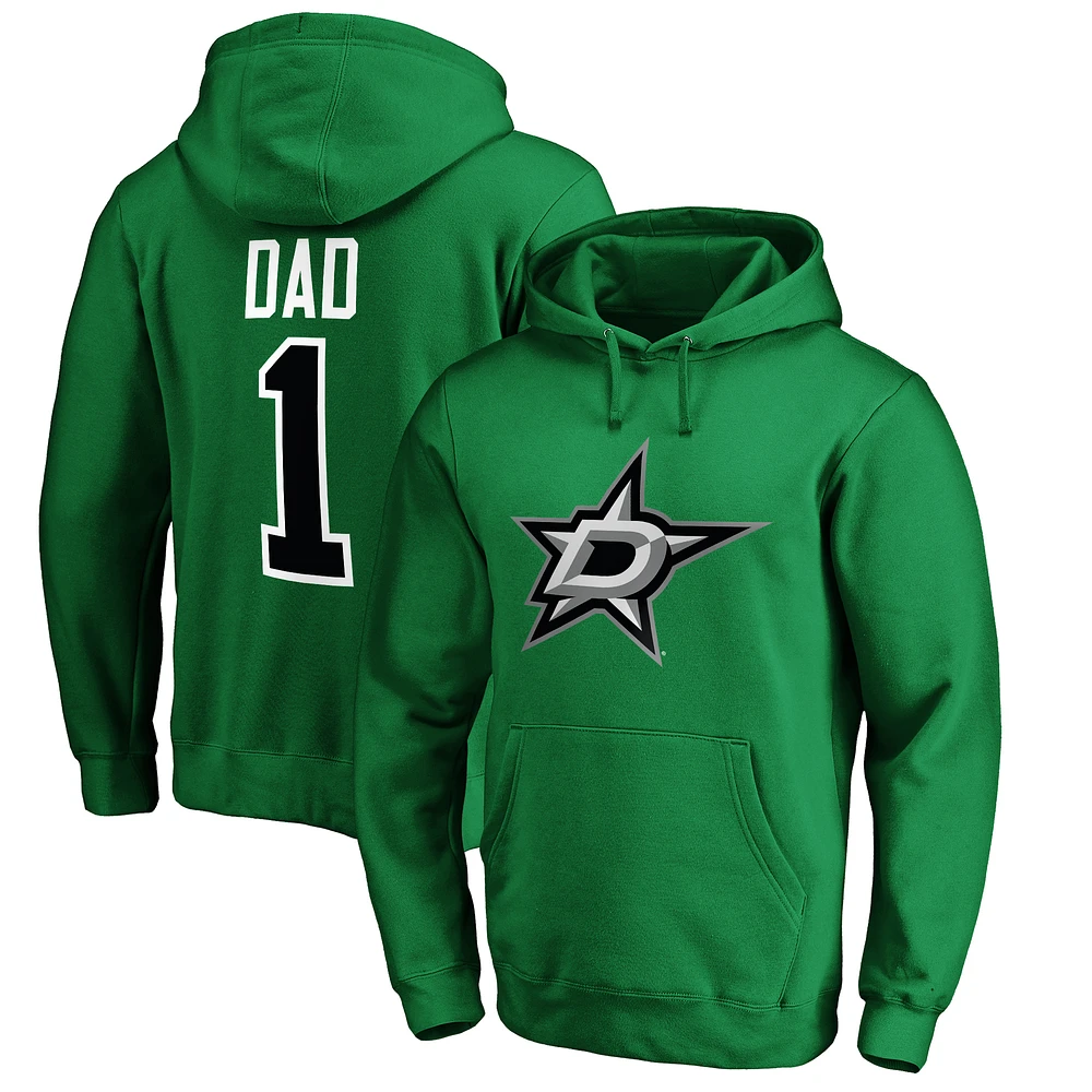 Men's Kelly Green Dallas Stars #1 Dad Pullover Hoodie
