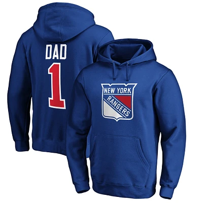 Men's Blue New York Rangers #1 Dad Pullover Hoodie