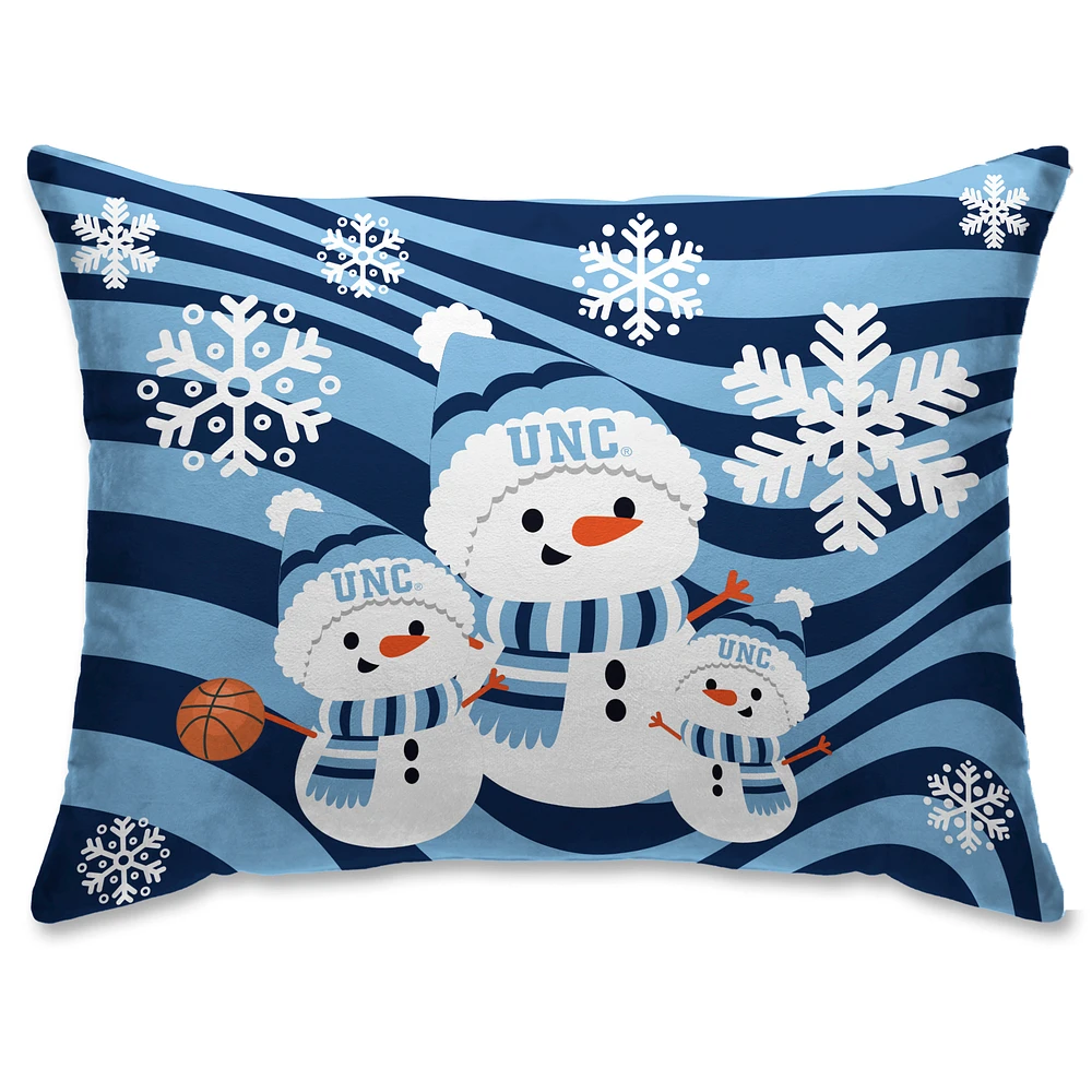 North Carolina Tar Heels 20'' x 26'' Holiday Snowman Bed Pillow