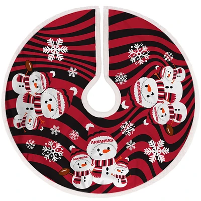 Arkansas Razorbacks Snowman Sherpa Christmas Tree Skirt