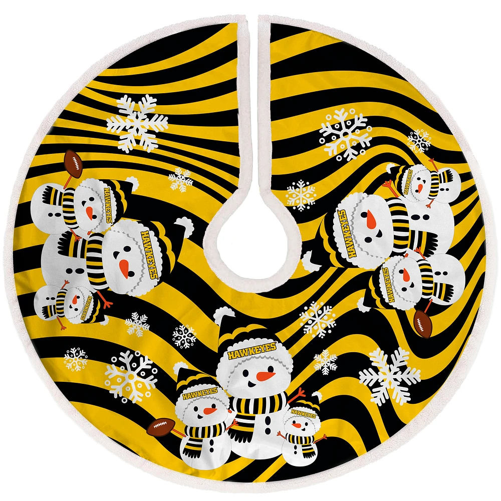 Iowa Hawkeyes Snowman Sherpa Christmas Tree Skirt