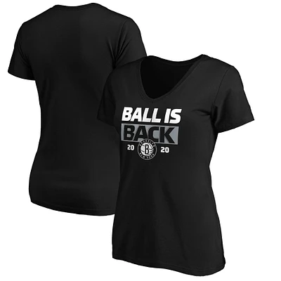 Women's Black Brooklyn Nets Ball Is Back V-Neck T-Shirt