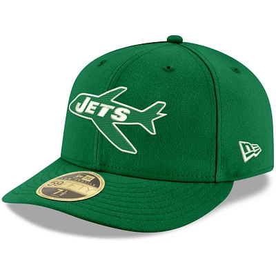 Men's New Era Kelly Green York Jets Omaha Throwback Low Profile 59FIFTY Fitted Hat