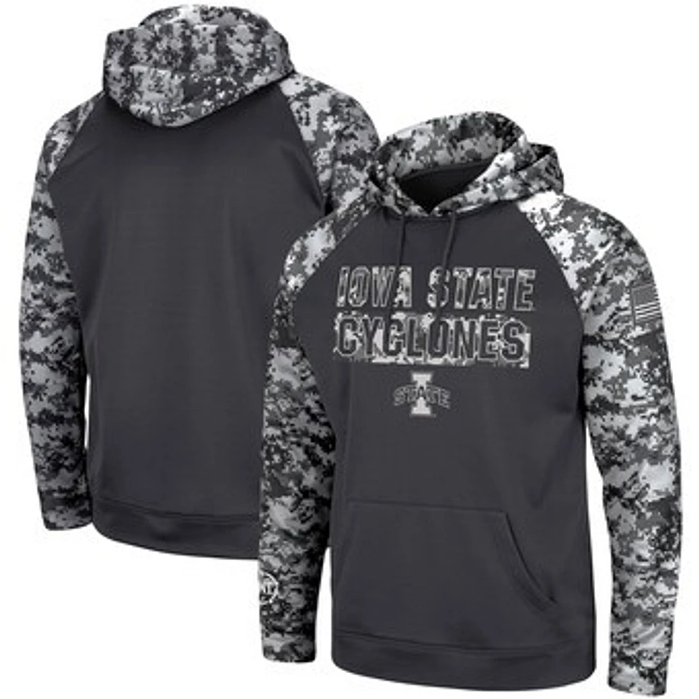 Men's Colosseum Charcoal Iowa State Cyclones OHT Military Appreciation Digital Camo Pullover Hoodie