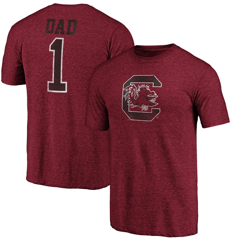 Men's Garnet South Carolina Gamecocks Greatest Dad Logo Tri-Blend T-Shirt