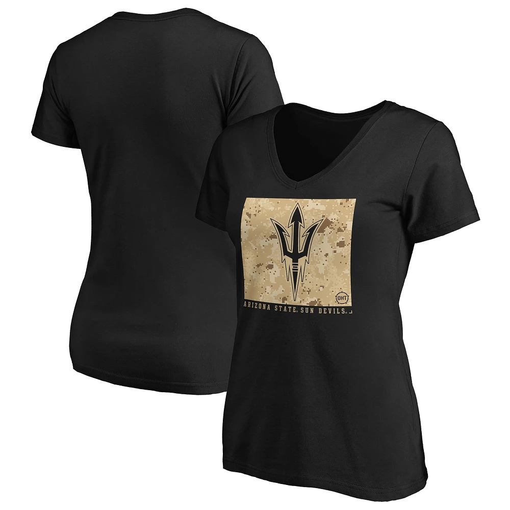 Women's Black Arizona State Sun Devils OHT Eagle V-Neck T-Shirt