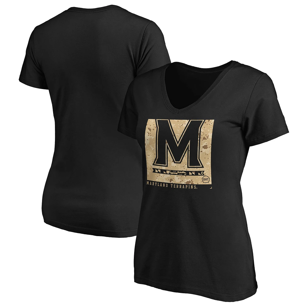 Women's Black Maryland Terrapins OHT Eagle V-Neck T-Shirt