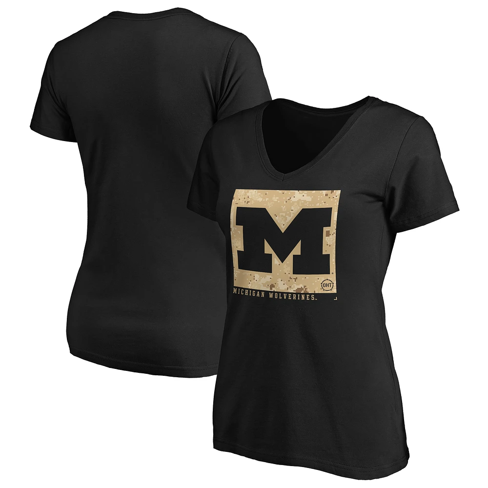Women's Black Michigan Wolverines OHT Eagle V-Neck T-Shirt
