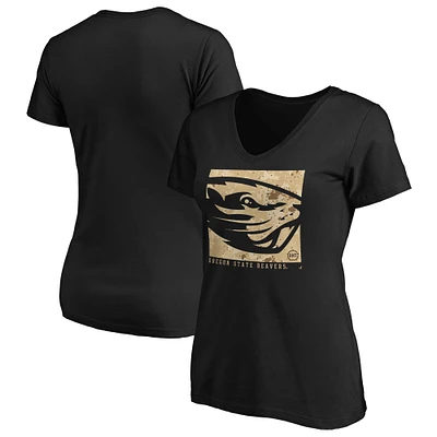 Women's Black Oregon State Beavers OHT Eagle V-Neck T-Shirt