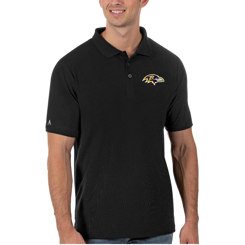 Men's Antigua Black Baltimore Ravens Legacy Pique Polo
