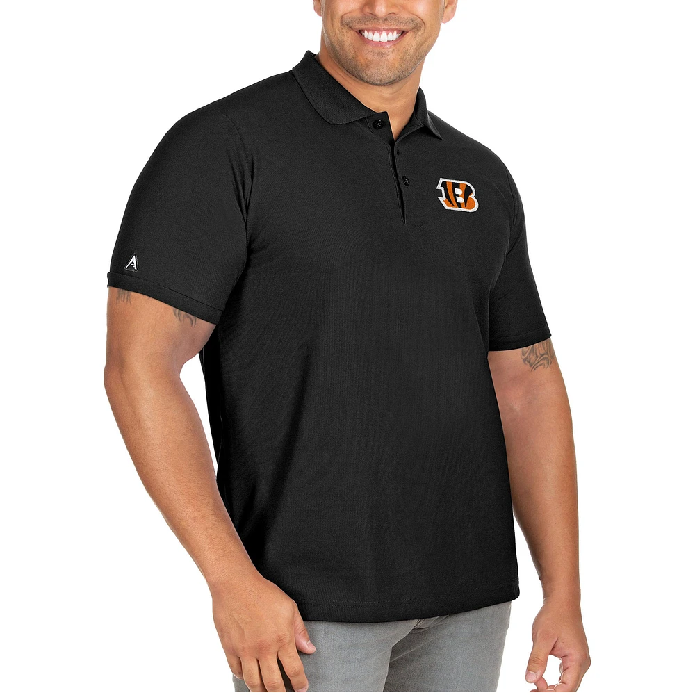 Men's Antigua Black Cincinnati Bengals Big & Tall Legacy Pique Polo