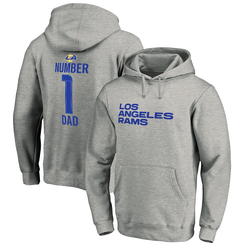 Men's Heathered Gray Los Angeles Rams #1 Dad Pullover Hoodie