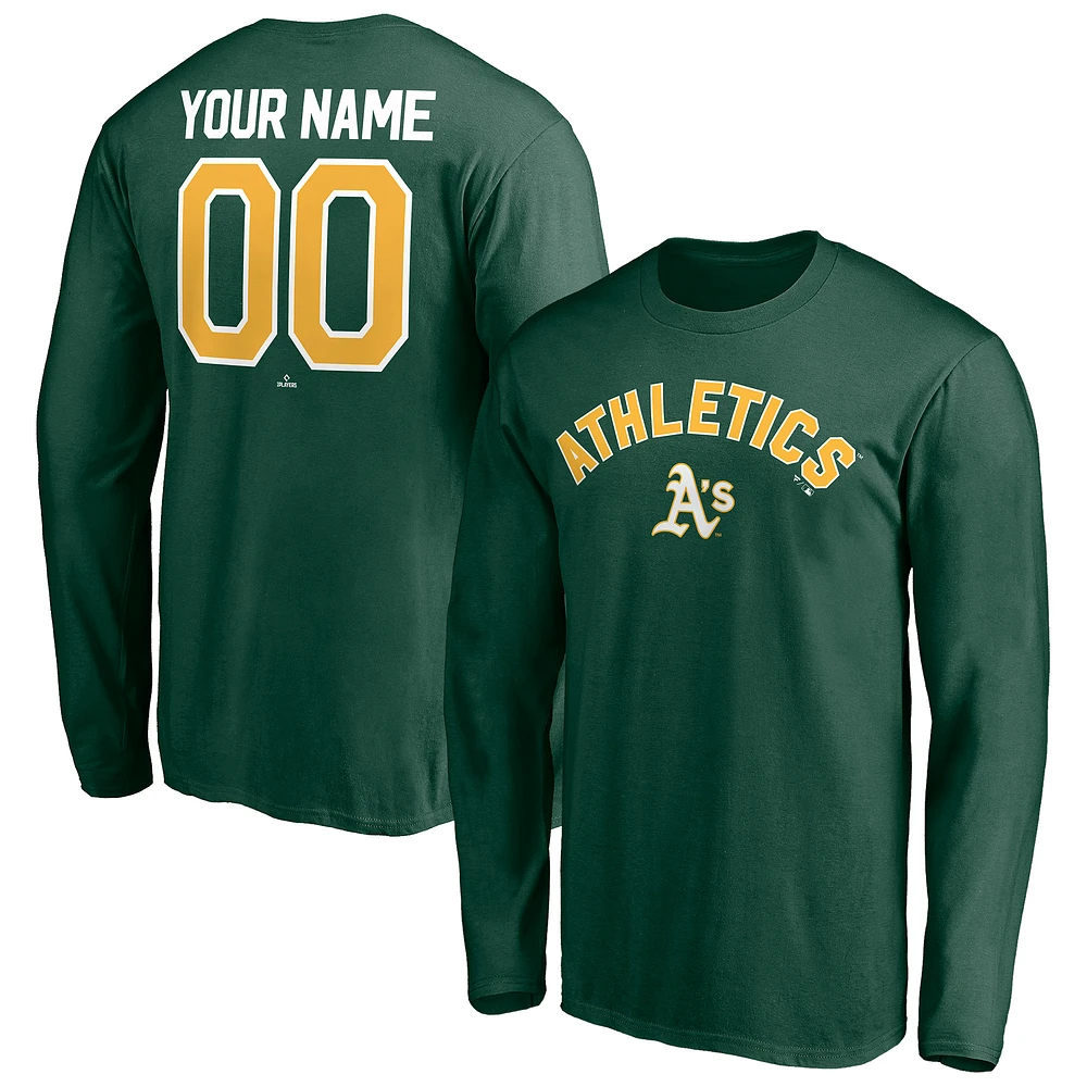Men's Green Athletics Personalized Winning Streak Name & Number Long Sleeve T-Shirt