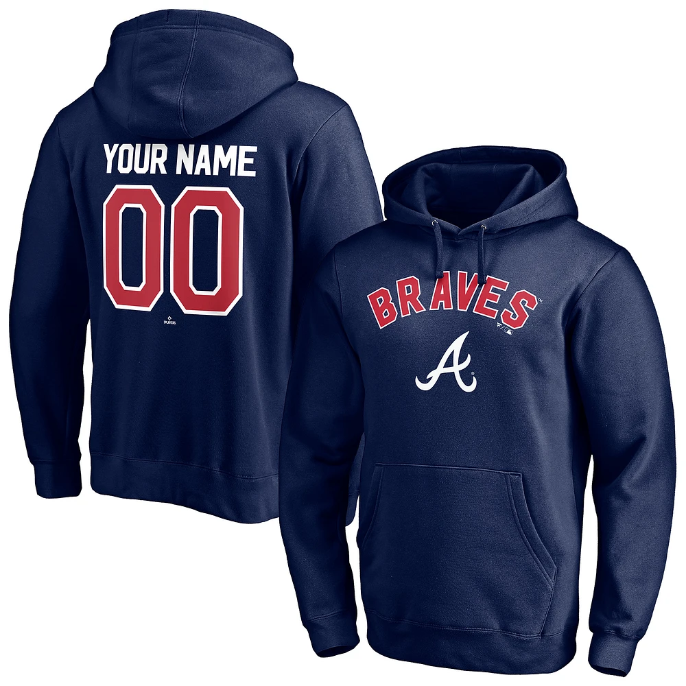 Men's Navy Atlanta Braves Personalized Winning Streak Name & Number Pullover Hoodie