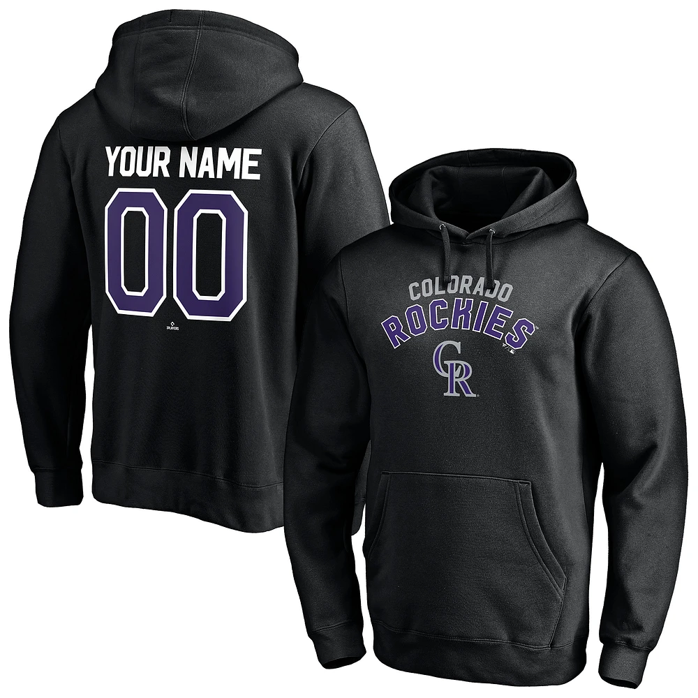 Men's Black Colorado Rockies Personalized Winning Streak Name & Number Pullover Hoodie