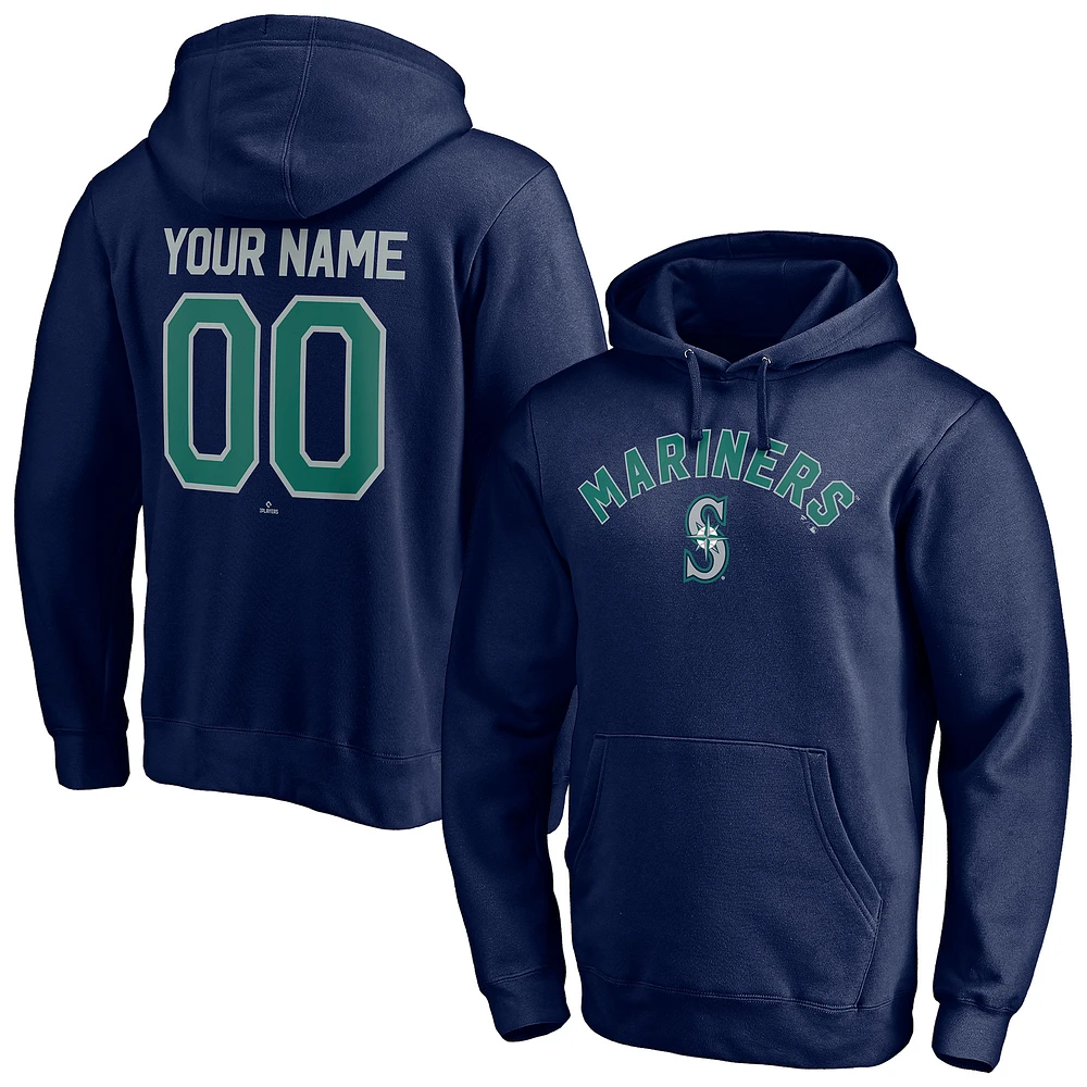 Men's Navy Seattle Mariners Personalized Winning Streak Name & Number Pullover Hoodie