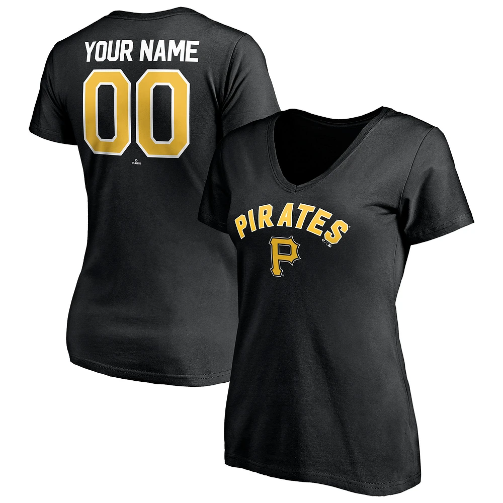 Women's Black Pittsburgh Pirates Personalized Winning Streak Name & Number V-Neck T-Shirt
